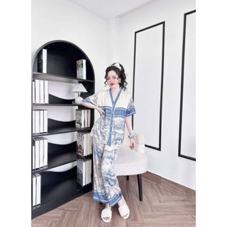 Bộ Đồ Pijama, Cổ Y Lụa Latin (Lụa Mịn)  Tơ Tằm, Có Hai Size  45-65 kg vào  63-75 kg,, Họa Tết Rừng Có Nhiều Màu