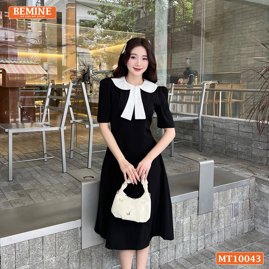 Ảnh Đầm thiết kế BEMINE cổ sen có nơ dáng chữ A phù hợp đi làm, đi chơi-MT10043 2