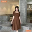 Đầm thiết kế BEMINE cổ vuông đính cúc dáng chữ A phù hợp đi làm, đi chơi-MT10055