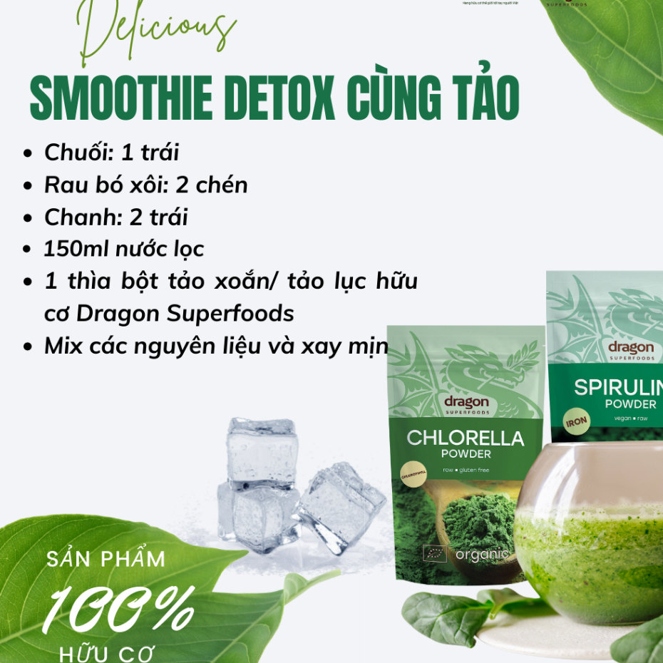 [6.2027] Bột tảo lục hữu cơ Chlorella Dragon Superfoods