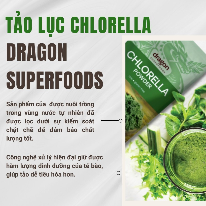[6.2027] Bột tảo lục hữu cơ Chlorella Dragon Superfoods
