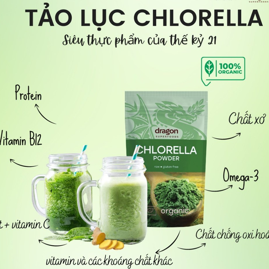 [6.2027] Bột tảo lục hữu cơ Chlorella Dragon Superfoods