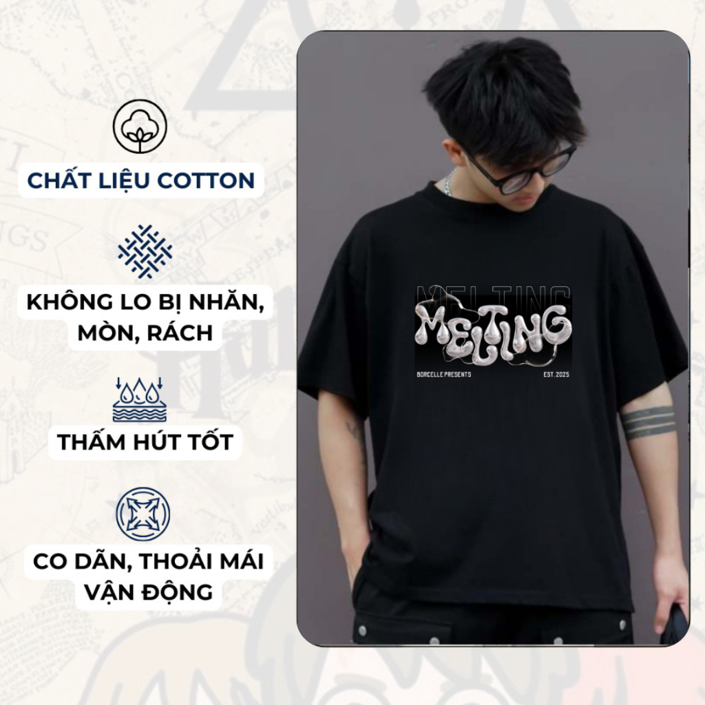 Áo Thun Boxy Nam Nữ họa tiết hot trend , Chất 100% Cotton 260gsm Co Giãn 4 Chiều Thoáng Mát M002