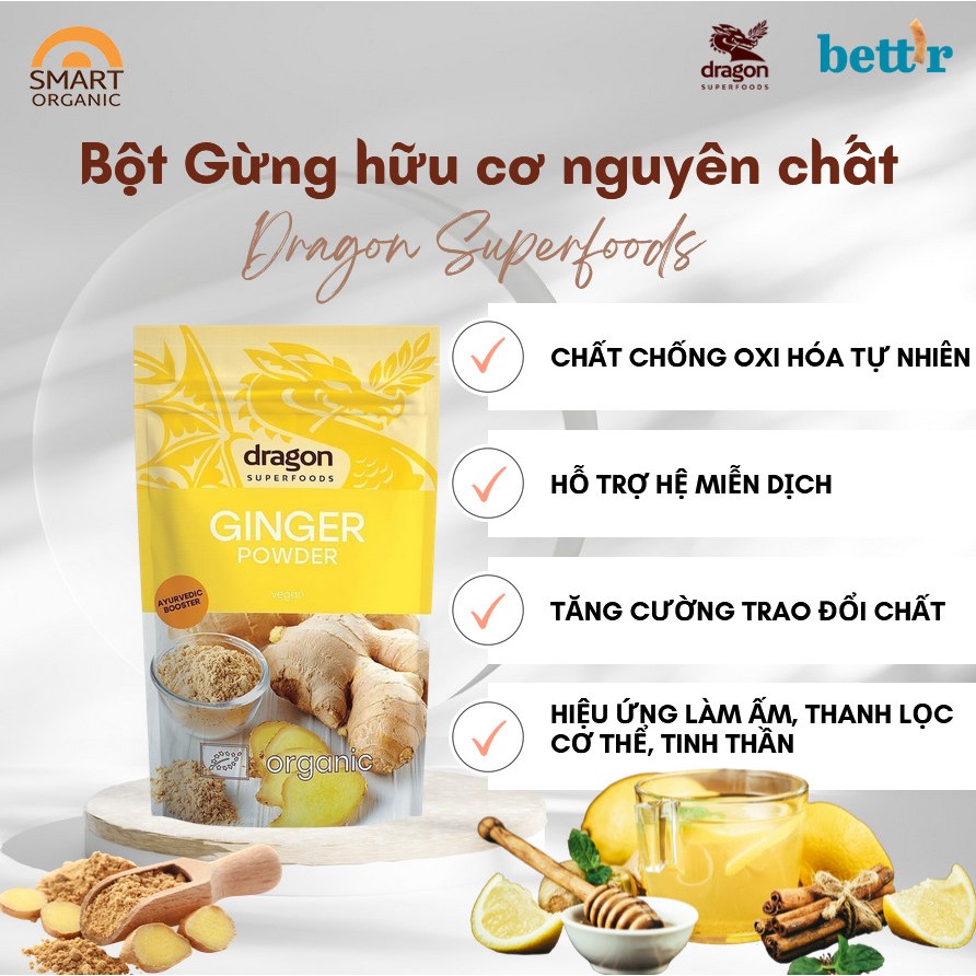 Bột gừng hữu cơ Dragon Superfoods Organic Ginger Powder 200g