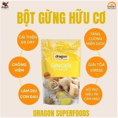 Bột gừng hữu cơ Dragon Superfoods Organic Ginger Powder 200g