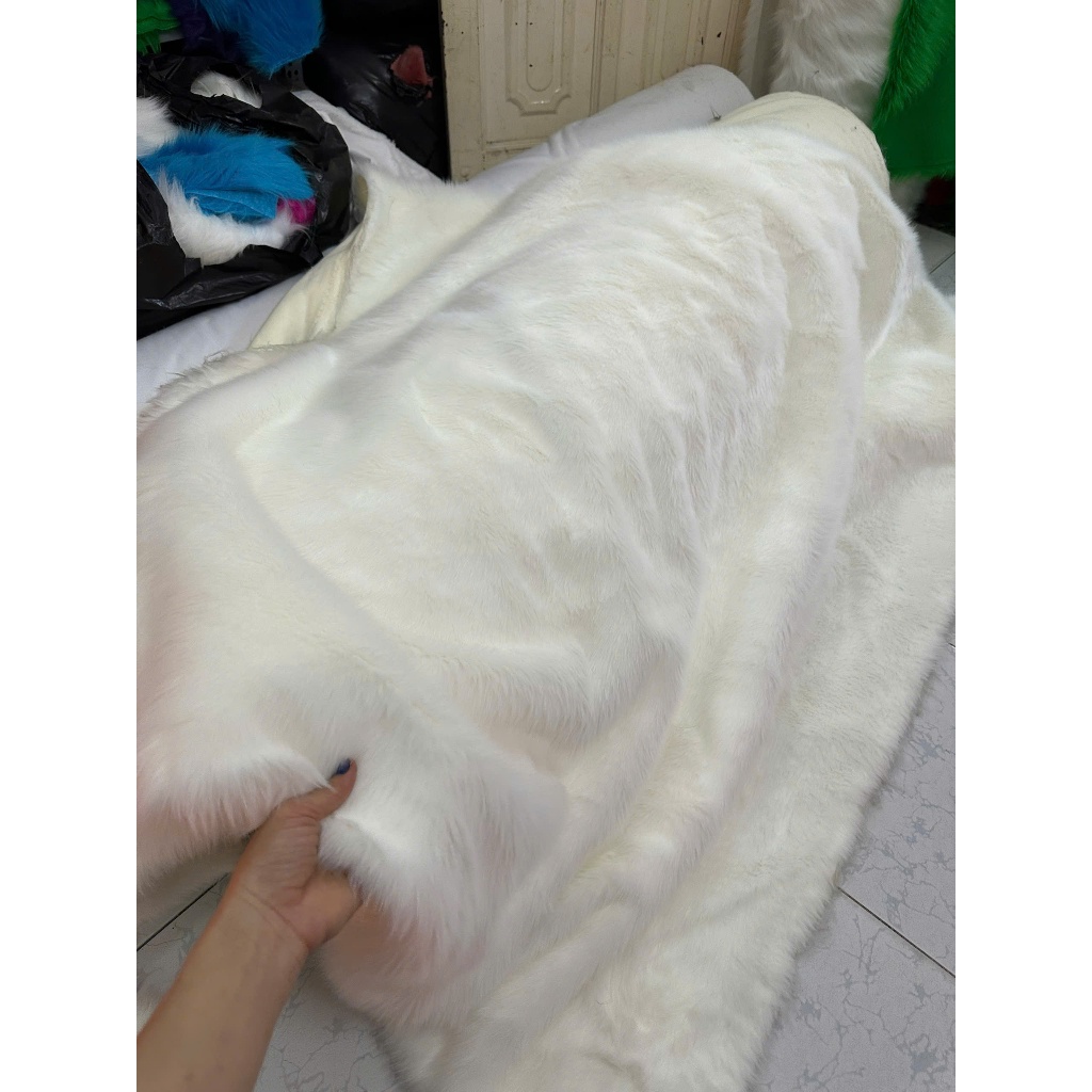 THẢM LÔNG DÀI MÀU TRẮNG KEM - THẢM LÔNG TRẮNG KEM SỢI LÔNG DÀI 3CM