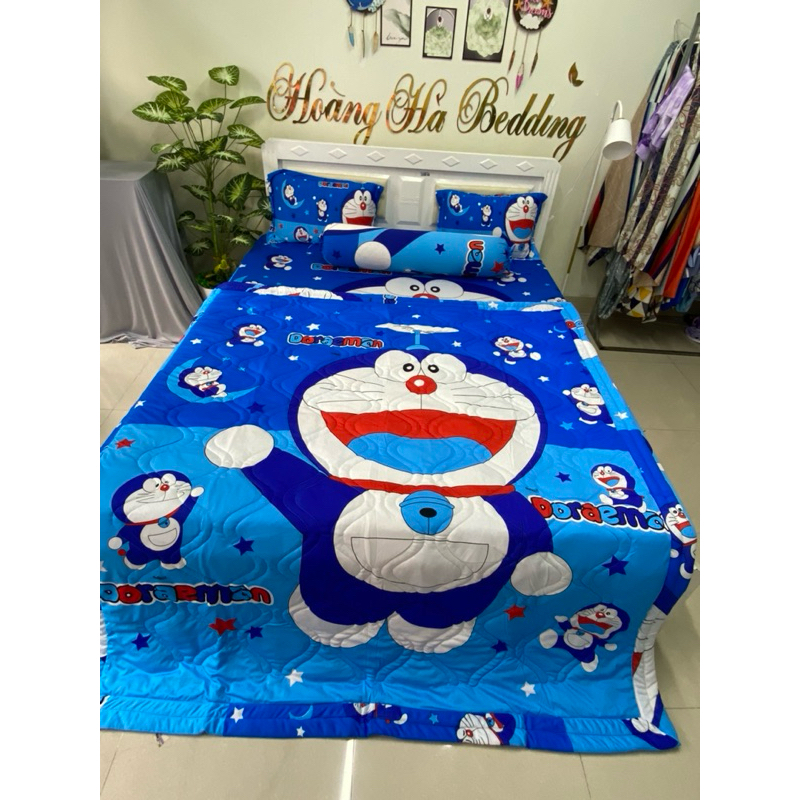 Ga giường Thun Lạnh mẫu Doremon (Hoàng Hà bedding)