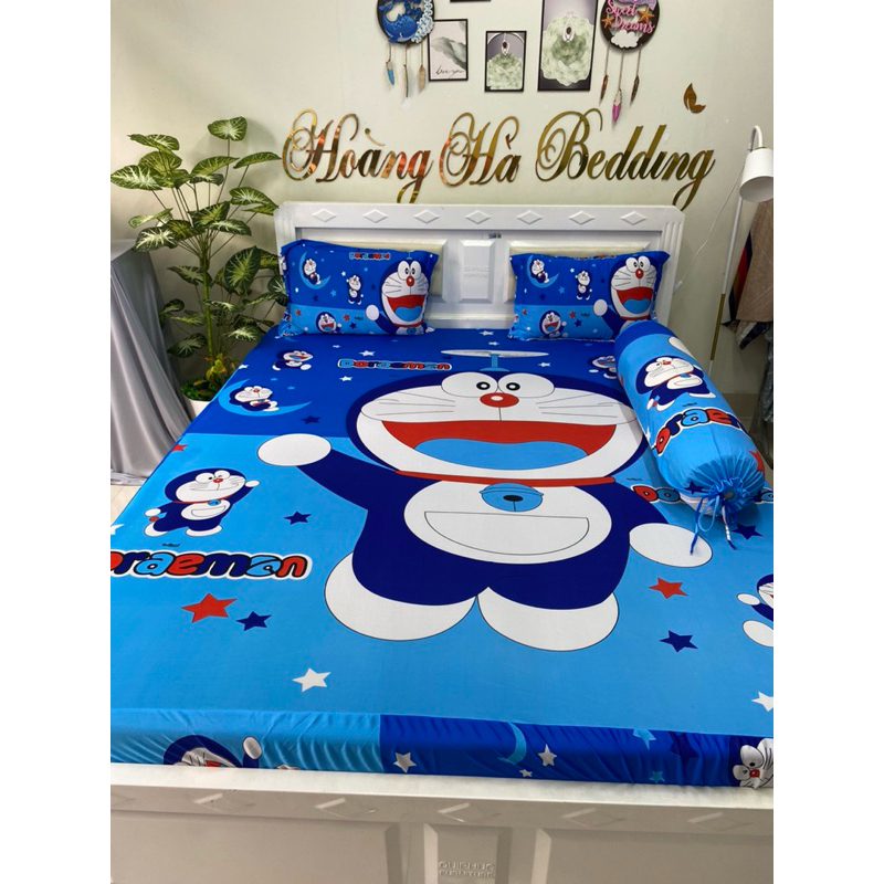 Ga giường Thun Lạnh mẫu Doremon (Hoàng Hà bedding)