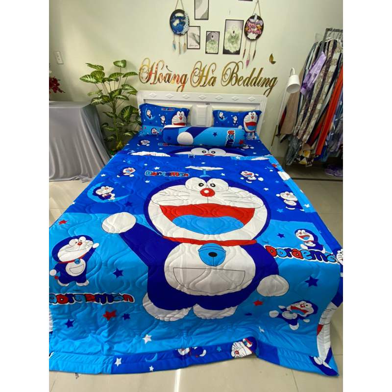 Ga giường Thun Lạnh mẫu Doremon (Hoàng Hà bedding)