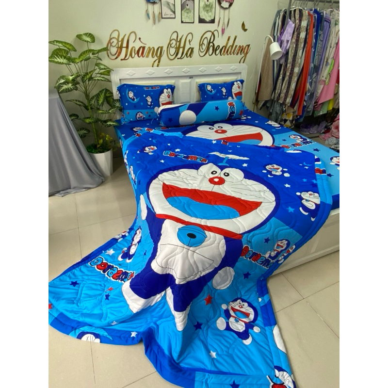 Ga giường Thun Lạnh mẫu Doremon (Hoàng Hà bedding)