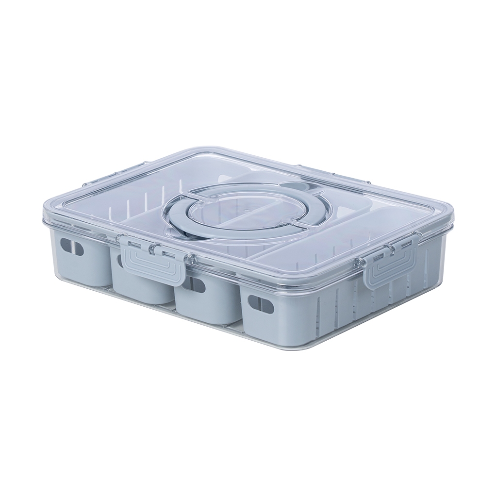 Hộp thực phẩm chữ nhật quai xách 4 ngăn Hokori 6510-1, Hộp bảo quản thức ăn an toàn tiện lợi, Hộp Đựng Hoa Quả, Thức Ăn