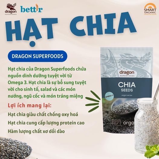 Hạt chia hữu cơ C'lavie/ Aztec Organic/ Anbio/ Dragon Superfoods