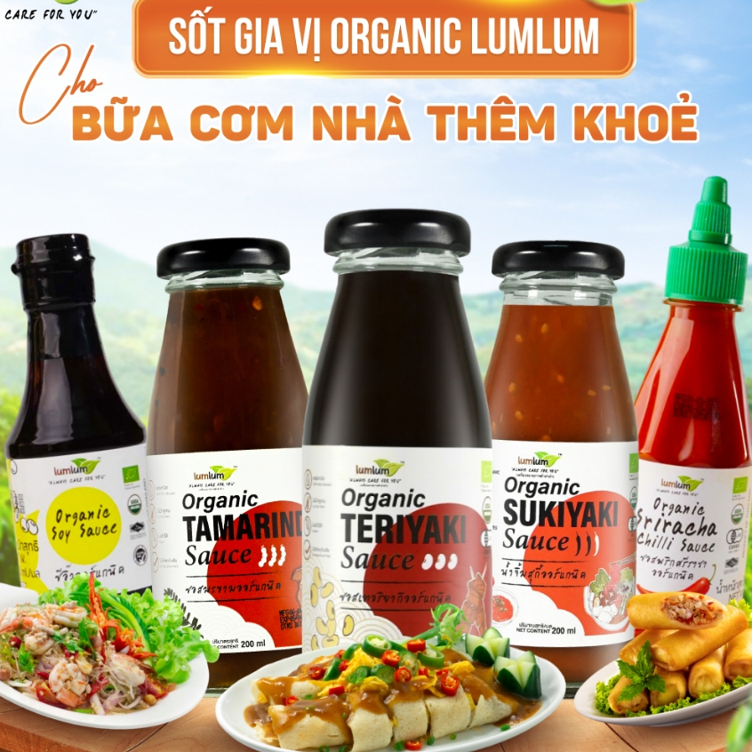 Sốt Lumlum hữu cơ Teriyaki, Sukiyaki, Me Thái, sriracha, sốt chua ngọt, Mè rang trộn salad