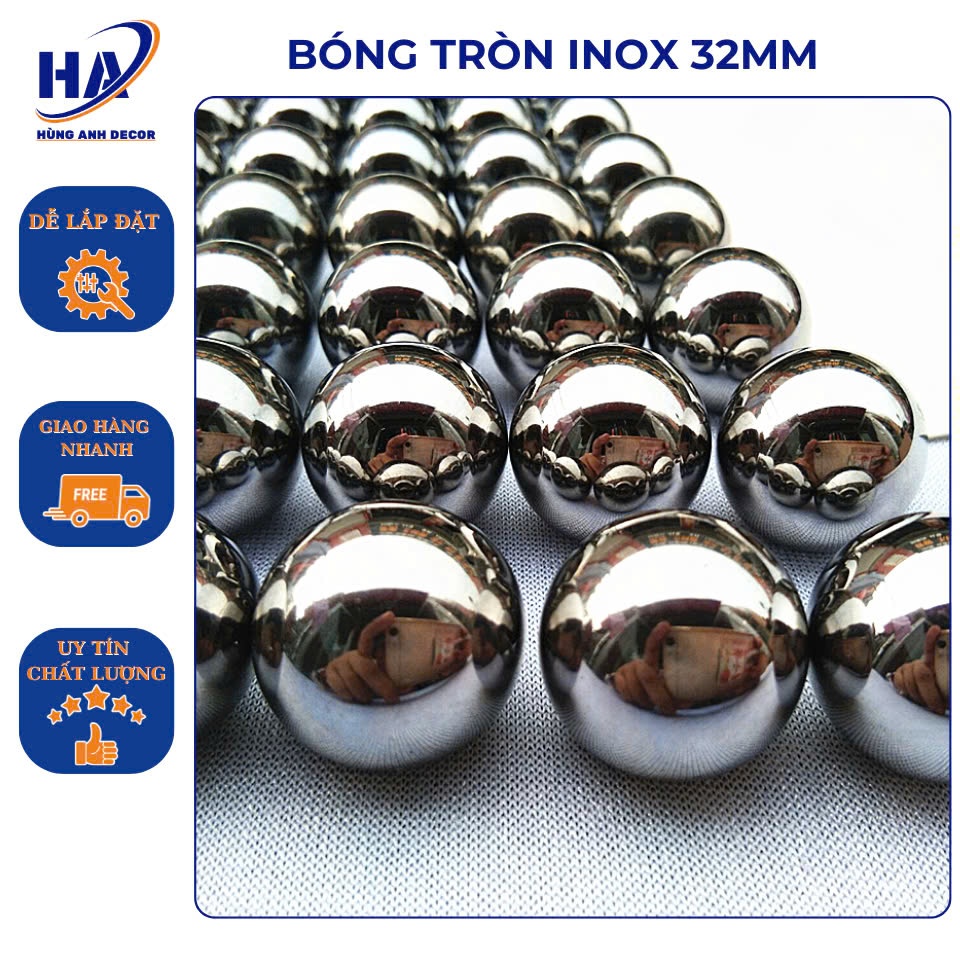 Quả bóng inox 304, bóng tròn inox phi 32mm đường kính 1mm, quả cầu inox ...