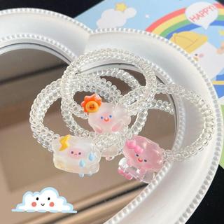 IK Set 2 Dây Cột Tóc Co Giãn Trong Suốt Họa Tiết Đám Mây Xinh Xắn K306