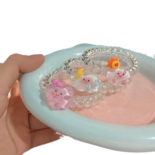 IK Set 2 Dây Cột Tóc Co Giãn Trong Suốt Họa Tiết Đám Mây Xinh Xắn K306