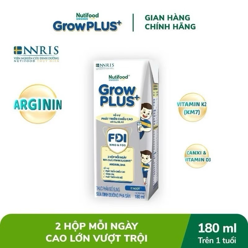 COMBO 2 Thùng 48 Hộp Sữa Bột Pha Sẵn Sweden GrowPLUS+ Bạc - 180ml [Cao Lớn Vượt Trội]