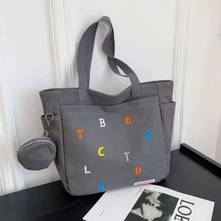 Túi Đeo Chéo đa dạng mẫu mới vải Canvas Cỡ Lớn Thời Trang Hàn Quốc Học Sinh Sinh Viên Đi Học , Đi Chơi - Tote Thêu Chữ