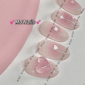 Nail Box Thiết Kế Thạch Lòng Đào Hông Baby Trái Tim Trong Dễ Thương M133