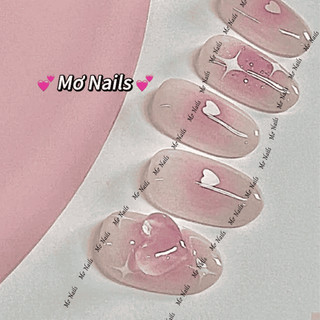 Nail Box Thiết Kế Thạch Lòng Đào Hông Baby Trái Tim Trong Dễ Thương M133