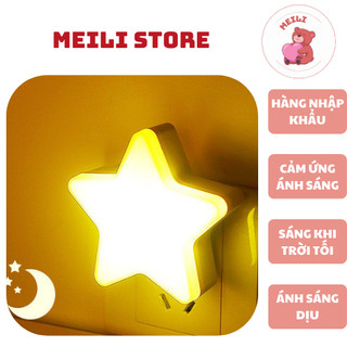 ( TẶNG SET 10 KHẨU TRANG) Đèn Ngủ Cắm Điện Mini Ngôi Sao, Cảm Ứng Ánh Sáng Tự Động Ánh Sáng Dịu MEILI STORE