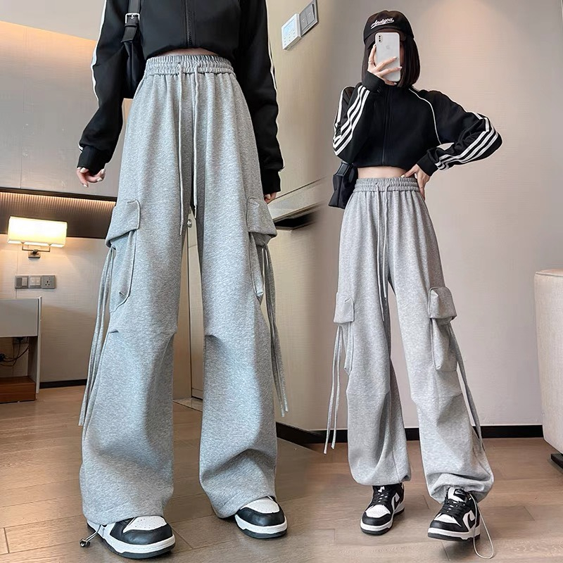 Quần ống rộng nam nữ túi hộp có dây cạp chun dây rút chốt gấu Quần dài ống suông unisex chất nỉ BC cotton T598G