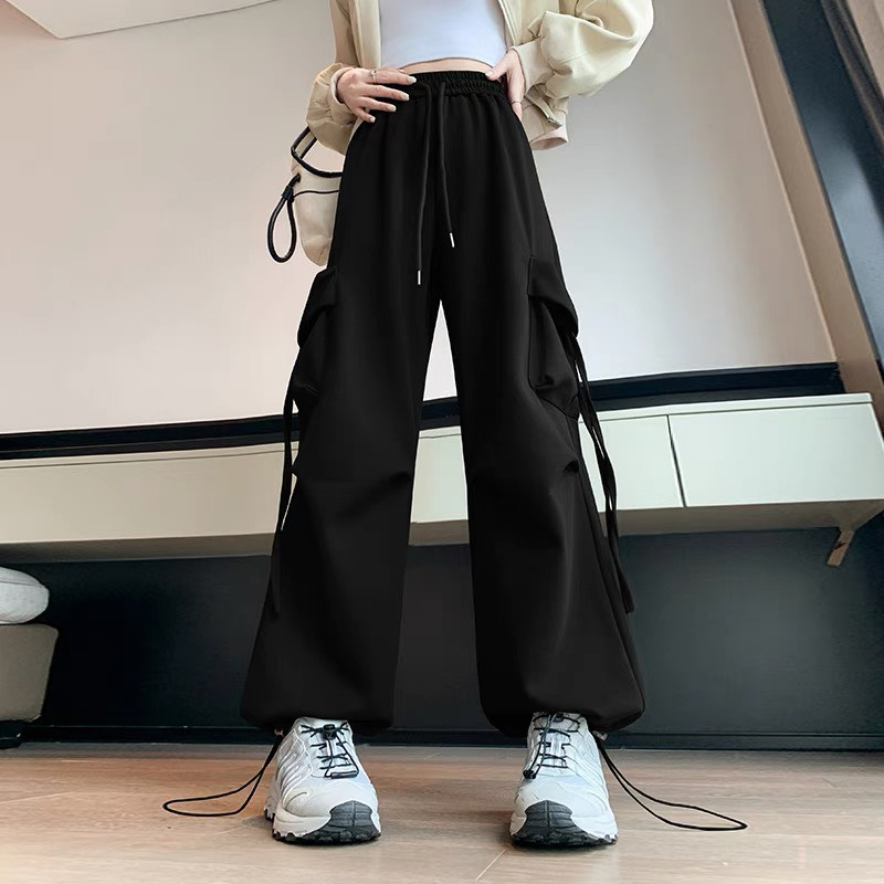 Quần ống rộng nam nữ túi hộp có dây cạp chun dây rút chốt gấu Quần dài ống suông unisex chất nỉ BC cotton T598G