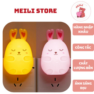 ( TẶNG SET 10 KHẨU TRANG) Đèn Ngủ Cắm Điện Mini Hình Thỏ, Tiết kiệm điện năng, Đèn Công Tắc Bật Mở, Ánh Sáng vàng Dịu Si