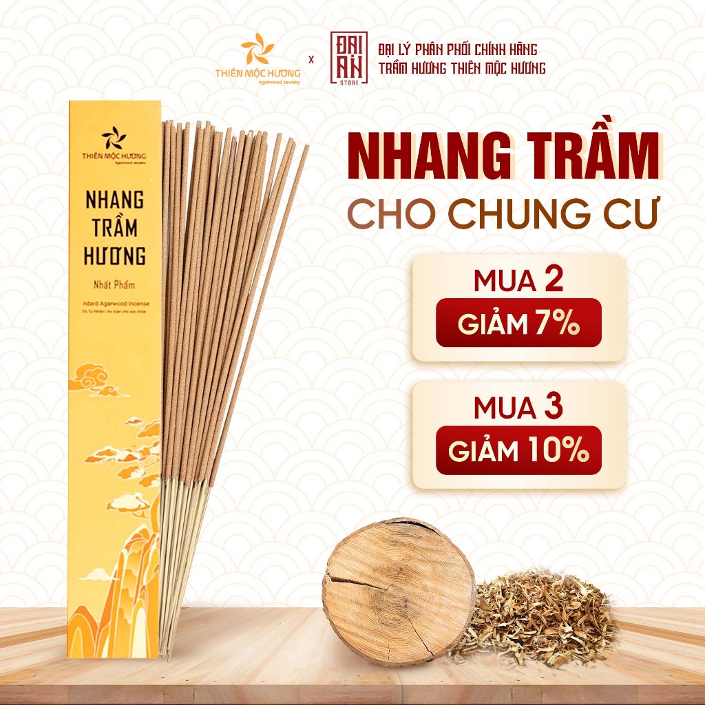 Ảnh Nhang trầm hương loại 12 năm tích trầm Thiên Mộc Hương hương trầm dịu ngọt dài 30cm, 85gram 1