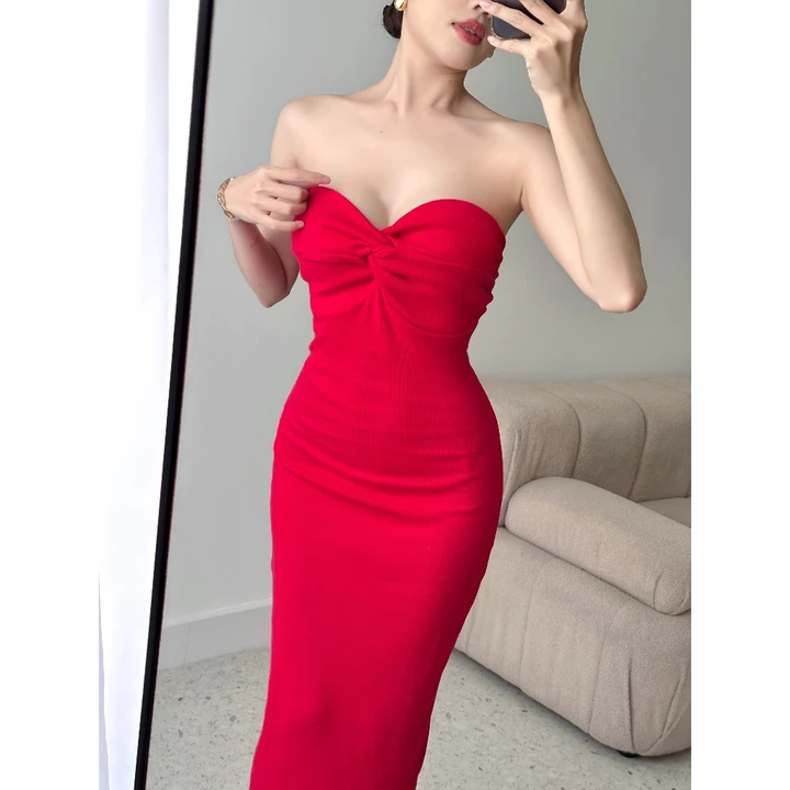 Đầm body Nữ JUNE.SG đầm ôm body nữ Form dài cúp ngực Đầm body dạng ống D130