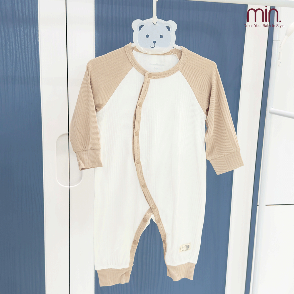 Bodysuit Cho Bé Anminaza Body Dài Tay Cài Chéo Vải Tăm Co Dãn Mềm Mại - Hàng Chính Hãng AMI0364
