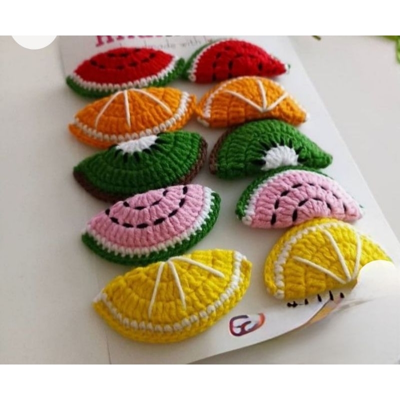 Kẹp Tóc Dưa Hấu Mầm Cây , Kẹp Tóc Dưa Hấu Len Handmade