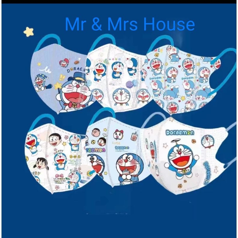 ( Set 10C)Mask/ Khẩu Trang Hoạt Hình Doraemon Thời Trang Cho Bé 4-12T