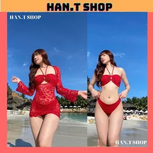Ms 008 set 3 mảnh ren Xuyên Thấu, BiKiNi phối ren khoen, hàng cao cấp