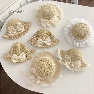 Phụ kiện cho bé, Mũ cói hè bé gái, mũ cói đi biển bé gái M055 | Tiểu Yến KID