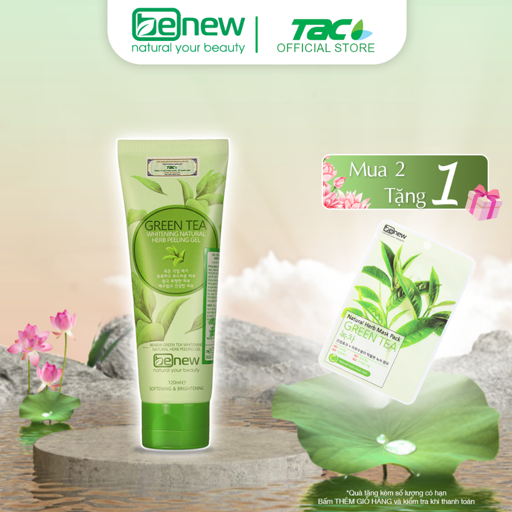 Ảnh Tẩy tế bào chết Trà Xanh Benew Green Tea Whitening Natural Herb Peeling Gel 120ml 1