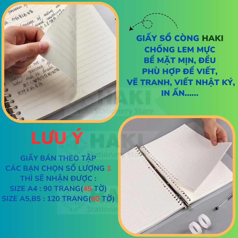 Sổ còng HAKI A5 B5 A4 binder còng sắt 4 9 6 20 26 30 còng làm sổ tay sổ ...