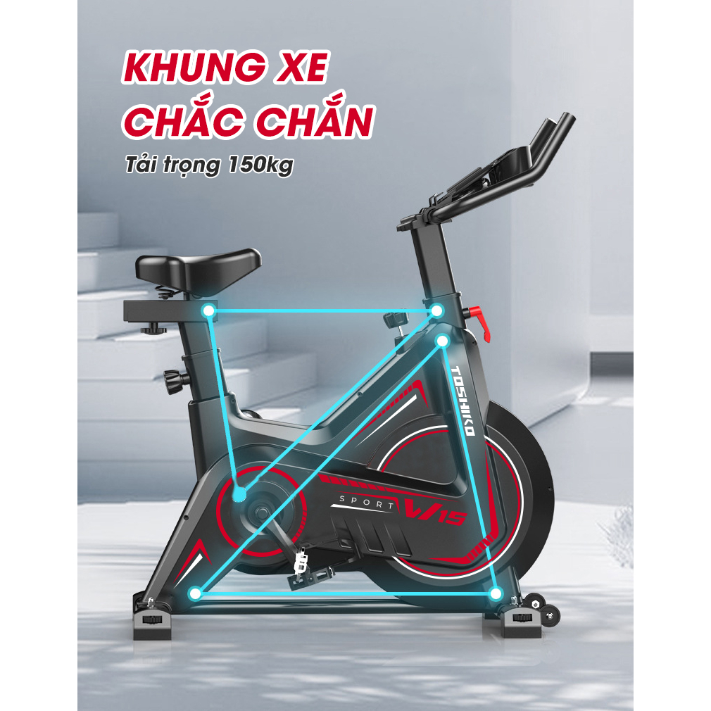 Ảnh Xe đạp tập thể dục thể thao tại nhà TOSHIKO W15 cao cấp sử dụng công nghệ kháng từ hàng chính hãng Bảo hành 3 năm 4