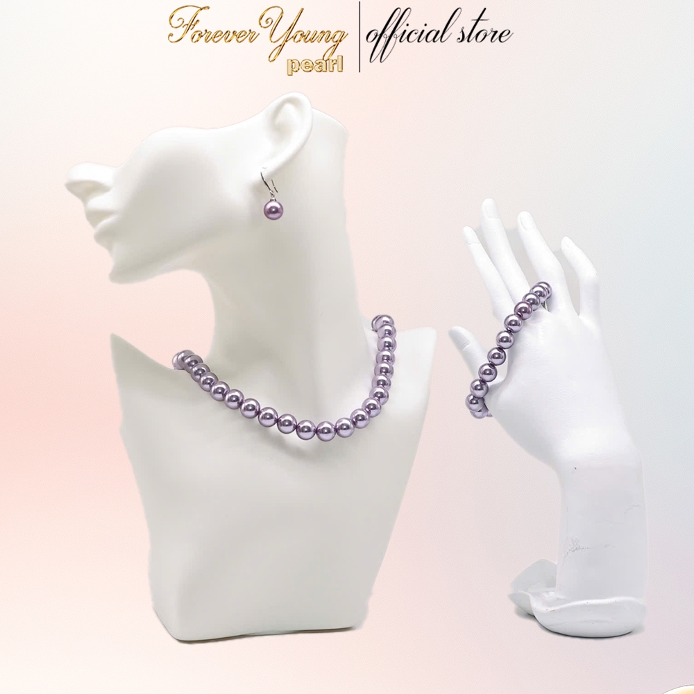 SET128 - Bộ trang Sức Ngọc Trai Cao Cấp  - Trai Tròn Đều Bóng Đẹp 9 li - Quà Tặng Mẹ và Bạn gái 20/10