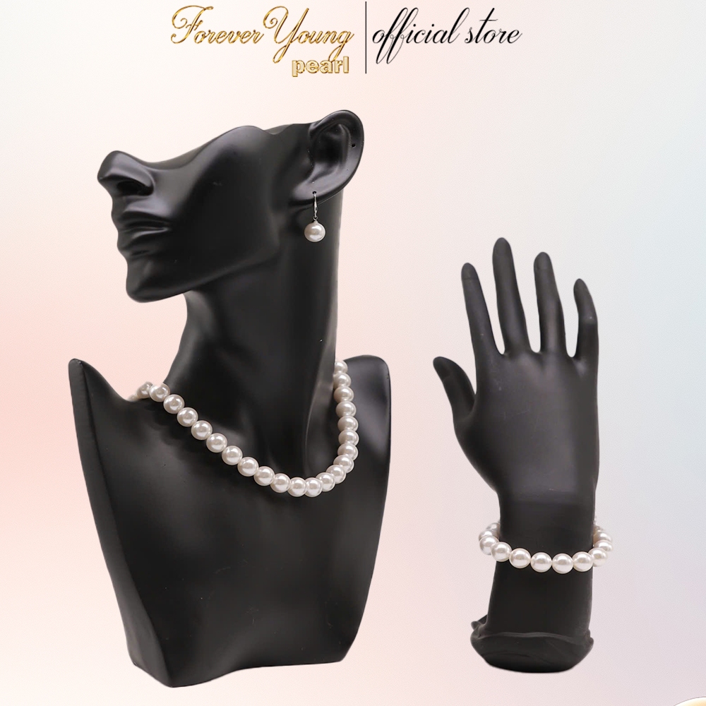 SET128 - Bộ trang Sức Ngọc Trai Cao Cấp  - Trai Tròn Đều Bóng Đẹp 9 li - Quà Tặng Mẹ và Bạn gái 20/10