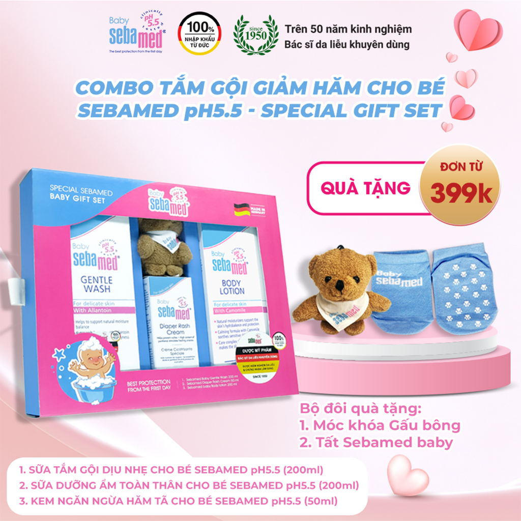 Combo tắm gội giảm hăm dành cho trẻ sơ sinh Sebamed - Special Gift Set ...