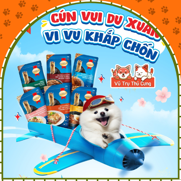 Pate cho Chó Smartheart gói 130g, thành phần từ Thịt bò, thịt gà và Rau củ