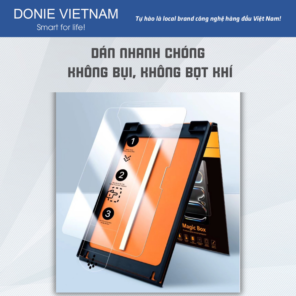 [Premium - Siêu Bền] Kính Cường Lực iPad Khung Tự Dán Cho Gen 10/11 Air 4/5/6/7 Pro 11 | DONIE C03