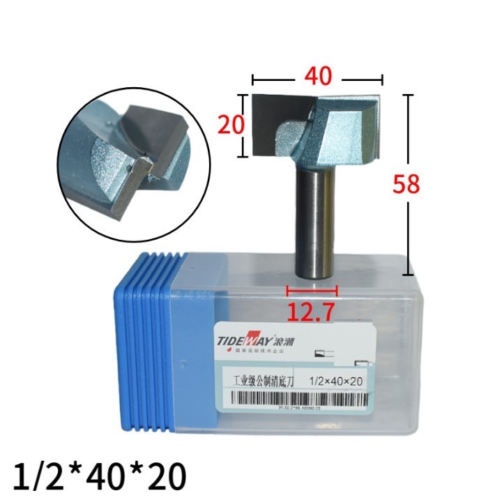 Mũi Soi Gỗ, Mũi phay CNC Gỗ TIDEWAY TLWC0106 Cốt 12.7mm - Phay Rãnh, Soi Góc Vuông, Đánh Nền Gỗ