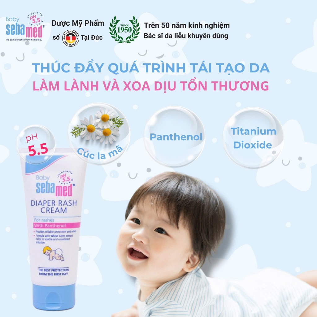 Ảnh Kem ngăn ngừa hăm tã cho bé Baby Sebamed Diaper Rash Cream pH5.5 (50ml) 4