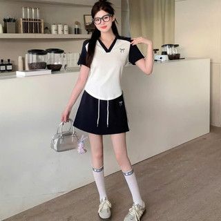 Set thun nữ thêu nơ thiết kế, set áo và chân váy babytee form vừa tiểu thư nhẹ nhàng, set đồ nữ áo và quần đi chơi