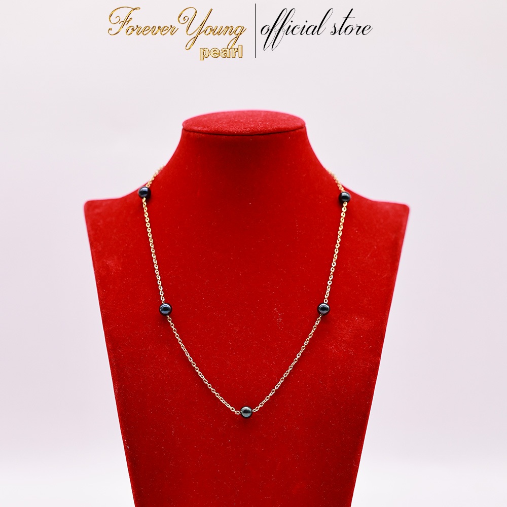 DC284 - Dây chuyền mạ vàng 18K đính ngọc Trai nước ngọt sang trọng, trai 7-8 li, dài 45-50 cm- Quà tặng 20/10