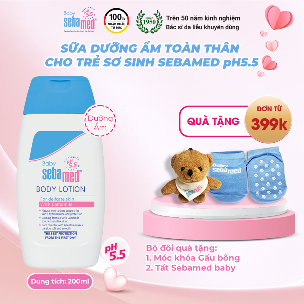 Ảnh Sữa dưỡng ẩm toàn thân cho trẻ sơ sinh và trẻ nhỏ Baby Sebamed Body Lotion pH5.5 (200ml) 1