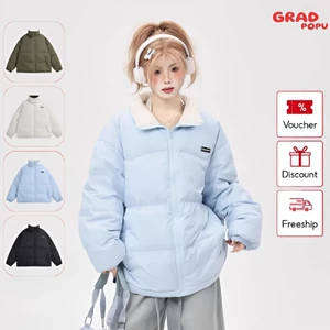 Áo phao nữ GRADPOPU bo chun dày dặn siêu ấm nhiều màu basic nhồi lông vịt phong cách Hàn Quốc PAP07