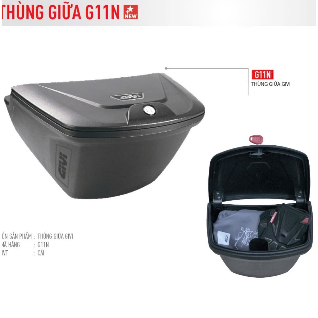 Thùng giữa G11n chính hãng trước xe Wave S110 - Chính hãng Givi G11N